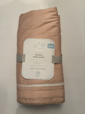 New With Tags Pottery Barn Kids Amelia Tencel dusty rose cribskirt Scalloped