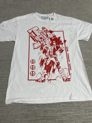 Marvel Shirt Men s Medium Short Sleeve Deadpool Red Graphic Print Thumbs Up