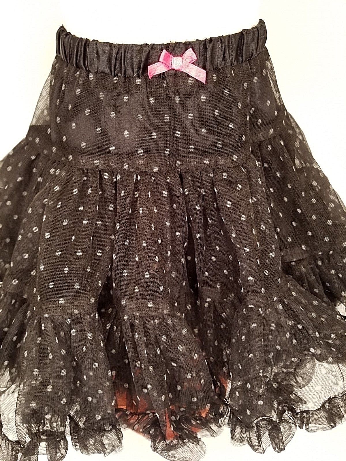 Osh Kosh Black Polka Dot Tulle Tutu Petticoat Skirt Fully Lined Sz 3T