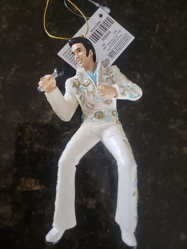 Kurt Adler 2022 ELVIS PRESLEY White Suit with Microphone Christmas Tree Ornament