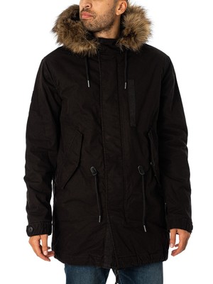 

Мужская винтажная парка из искусственного меха Superdry в стиле милитари, черная, Черный, M5011534A-12A