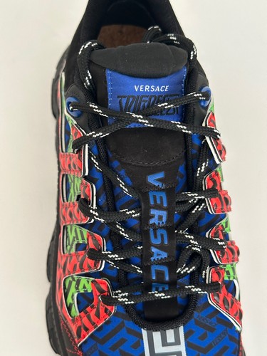 Pre-owned Versace Men's Greca Chain Reaction Sneakers Black 13 (46 Euro) It Dsu8094 It In Multicolor