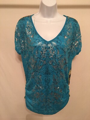 TOO Beautiful short dolmen boat neck small Teal