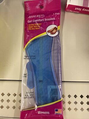 All Day COMFORT Clear Blue Gel Insoles (1 Pr) Super Soft Assured Womens OSFA NEW
