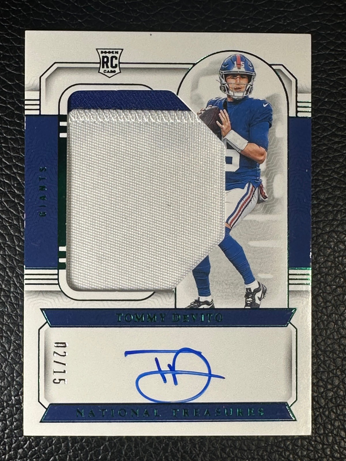 2023 National Treasures Green RPA #42 Tommy DeVito 2/15 Auto Patch RC Rookie