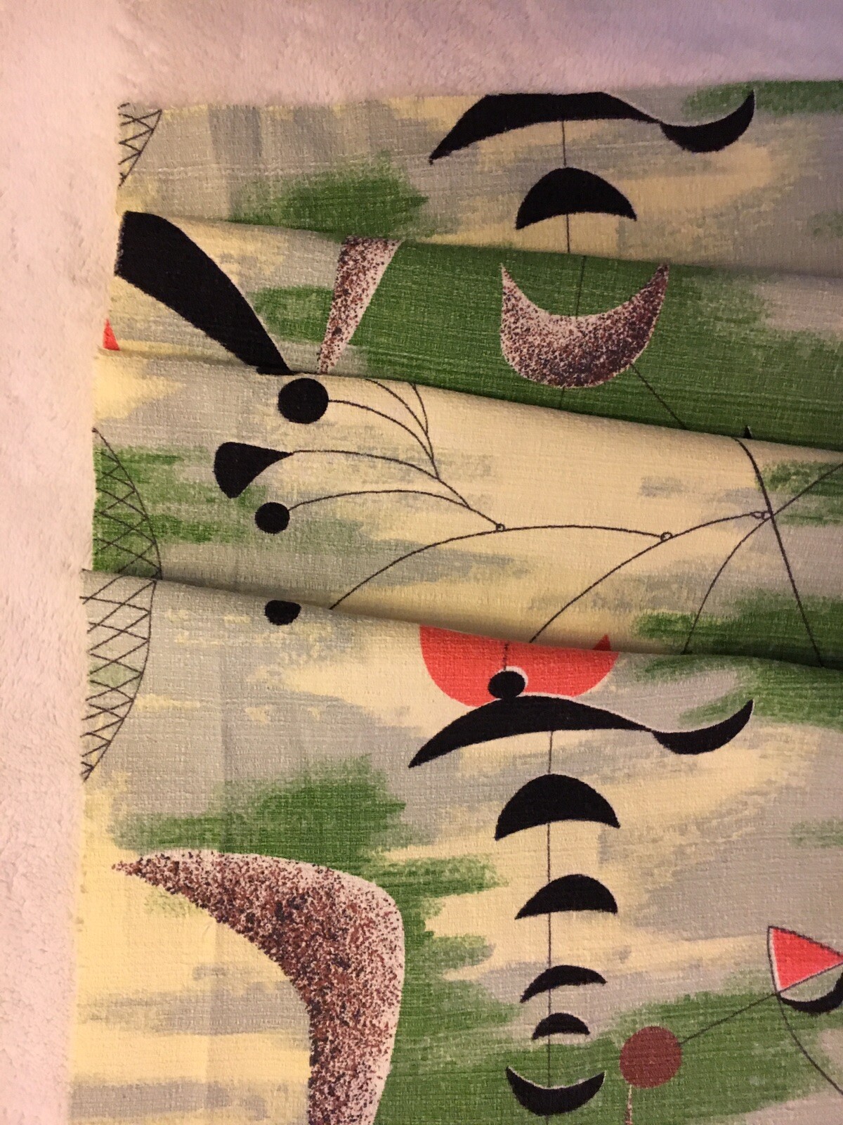 Vintage Geometric Barkcloth Fabric - 59” X 32”    (12)