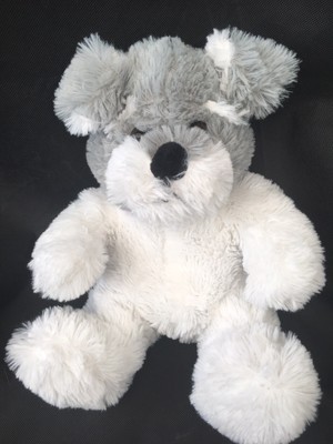pucci pups pink and white plush bag and schnauzer