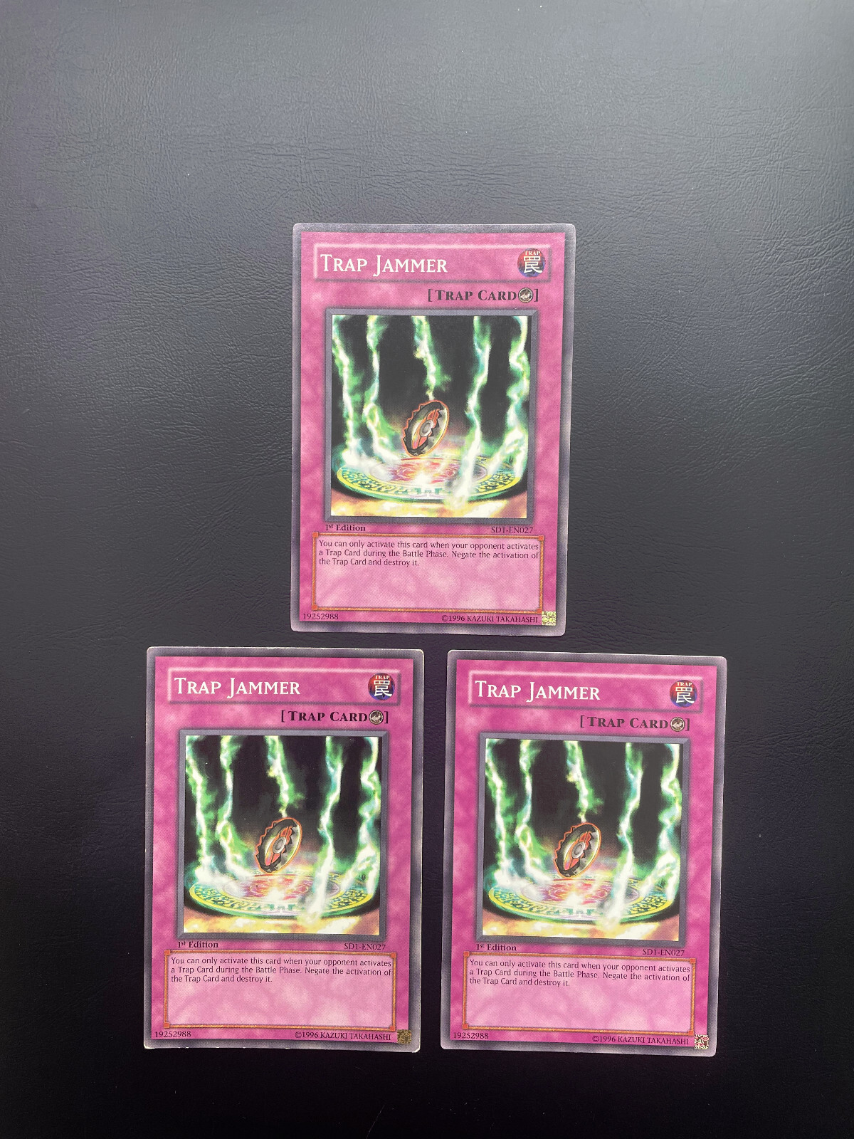 Yugioh Trap Jammer SD1-EN027 Common 1st Edition MP/HP X3