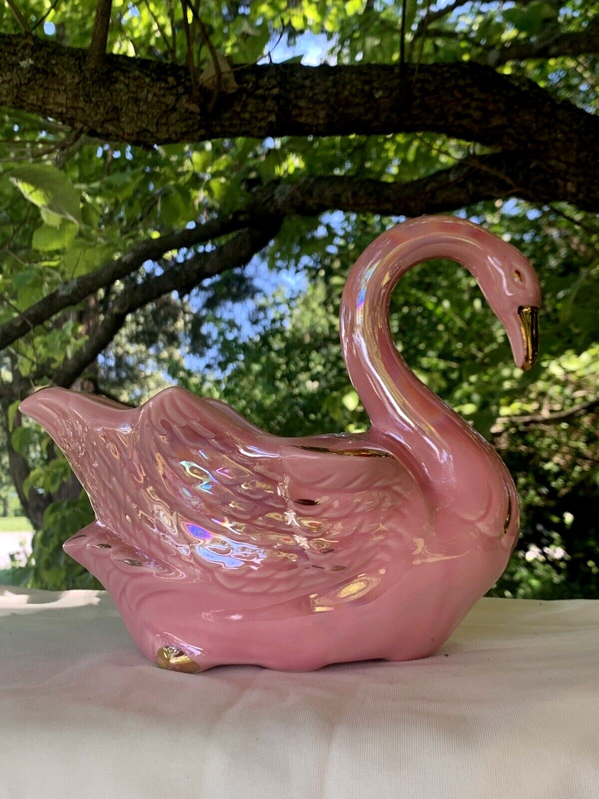 1950 USA ビンテージ アメリカ 陶器製フラミンゴ 置物 2体セット PINK FLAMINGOS 50年代アメリカンなピンクフラミンゴのオブジェ2
