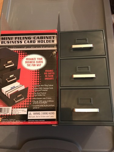 Business Card File Holder 3 Drawer Mini Filing Cabinet 1000 Cards
