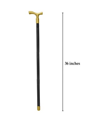 Steampunk Black Hollow Derby Walking Cane Stick Gold Cosplay Costume Accessory