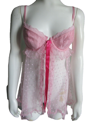 NWT Victoria’s Secret Pink Ruffle Lace Top Intimate Sleepwear Lingerie SZ  36B