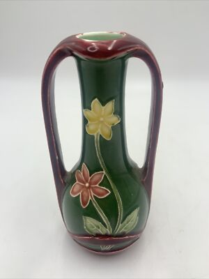 Glazed Amazing design Signed Vintage Artisan Pottery Loving Cup Trophy pottery Golden handles The Rolling Stones