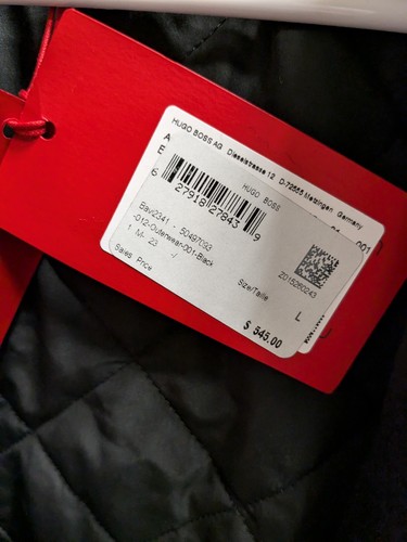 Pre-owned Hugo Boss Red Label Black Faux Shearling Collar Wool Blend Jacket Men Size Large