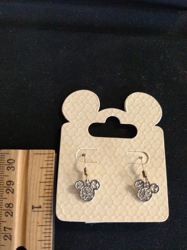 Disney Mickey Mouse Silver Dangle Earrings Ornate Design  NEW