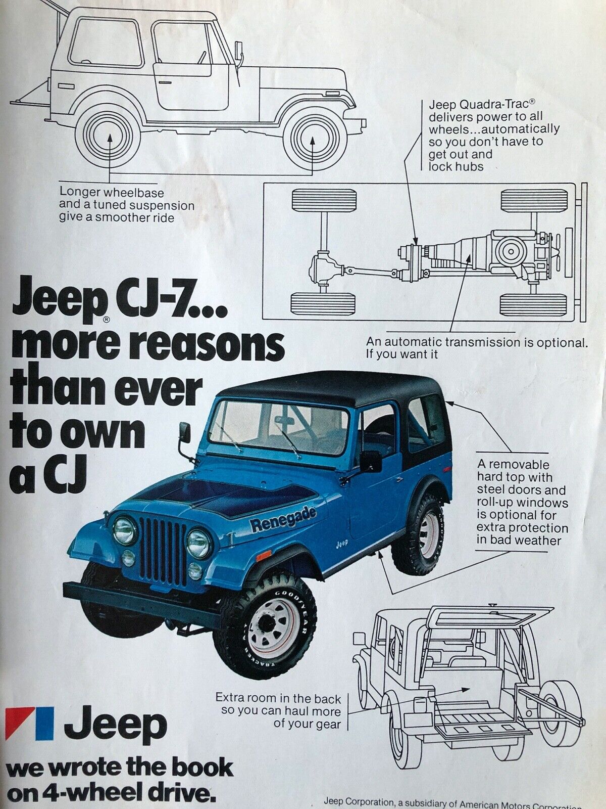 Vintage 1976 1977 Jeep CJ-7 Renegade original color ad AM020 Vintage 1976 1977 Jeep CJ-7 Renegade original color ad AM020