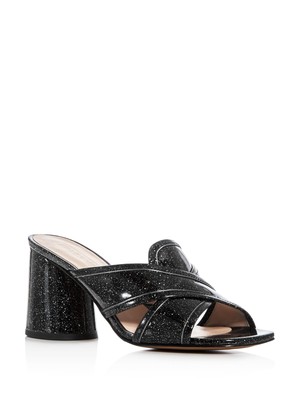 

MARC JACOBS Женские черные кожаные сандалии без шнуровки Aurora Square Toe с вырезами, Черный, M9001839