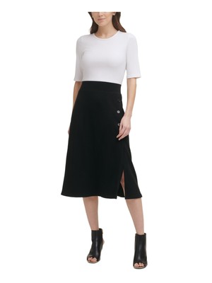 

DKNY Женская эластичная резинка с рукавами до локтя и круглым вырезом миди для работы +