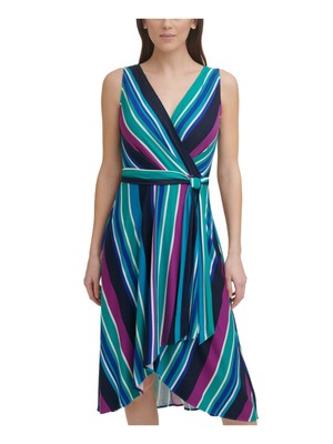 

DKNY Женское синее пуловер с поясом, без подкладки, без рукавов, с запахом, платье миди, Синий