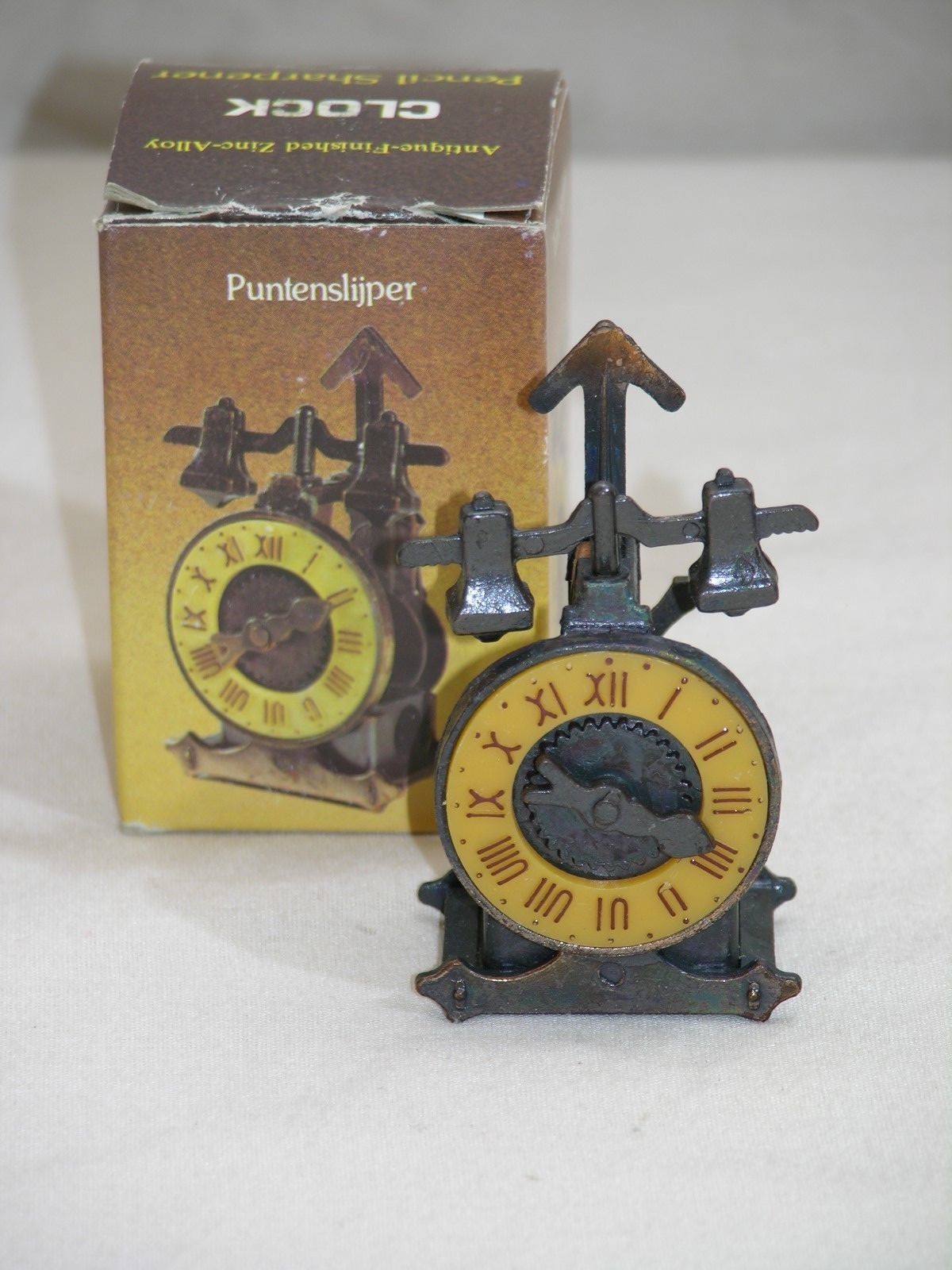 Miniature Replica Antique-Finish Clock Pencil Sharpener