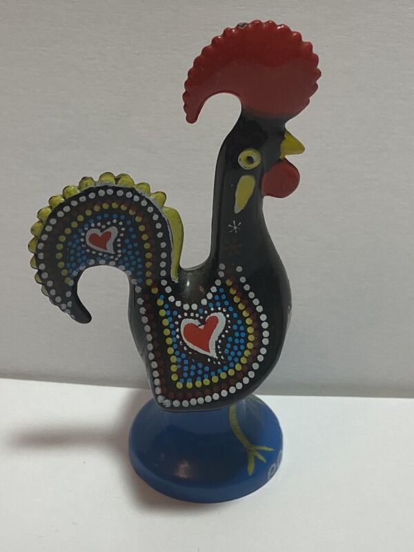 Vintage Rooster of Barcelos (Lucky Cock of Portugal) Wooden Hand Painted MCM 50s
