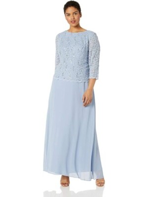 

ALEX EVENINGS WOMAN Женская голубая шифоновая юбка Макси-торжественное платье Plus, Light blue