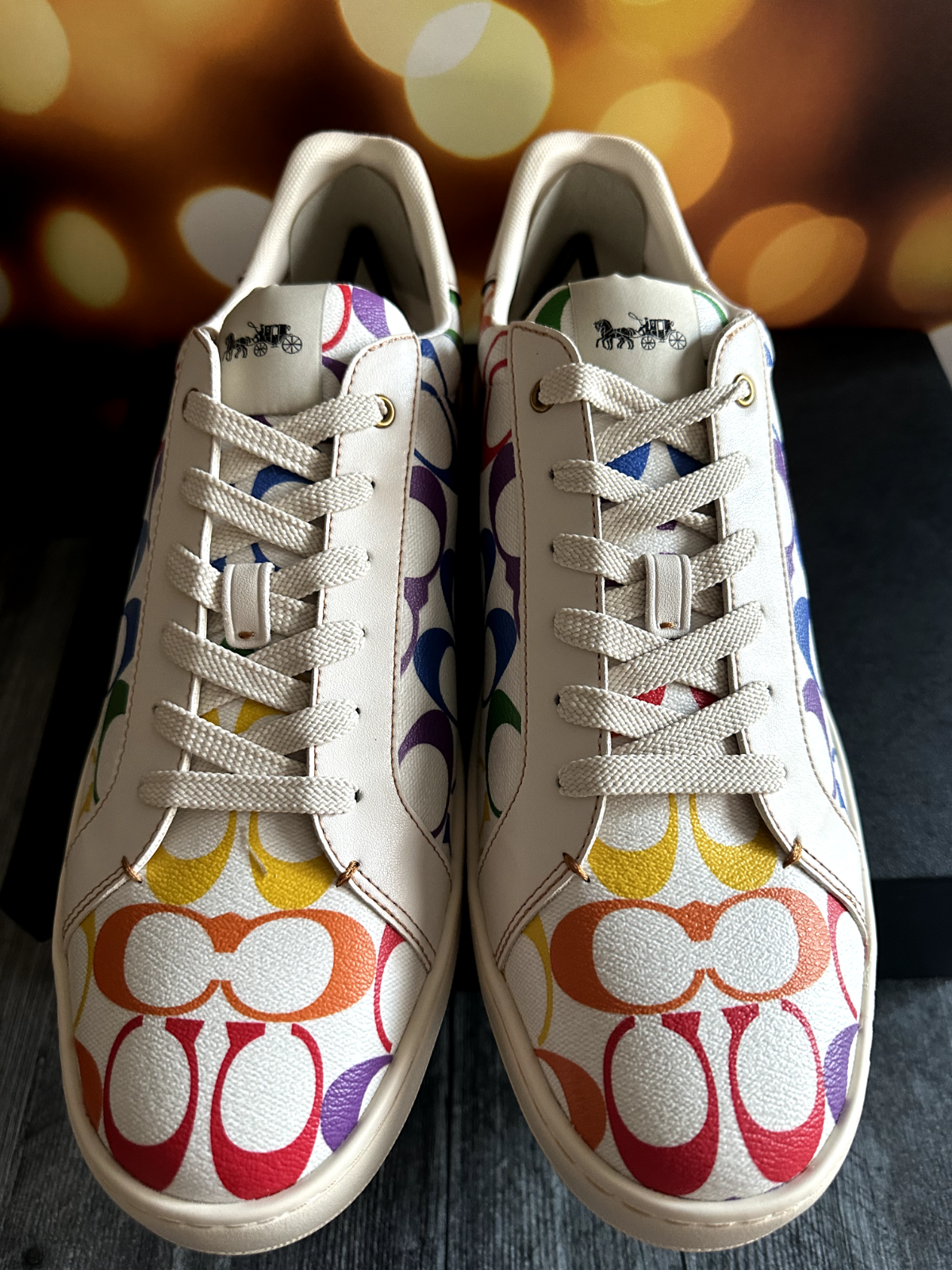 COACH White Multicolor SIG C CLIP Low Top Sneaker C1898 US 12D | eBay