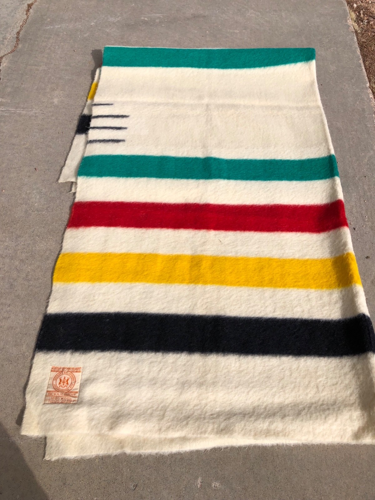 Vintage Hudson Bay Striped Wool Blanket Multi-Color 62 X 82--3.5 POINTS