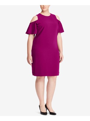 

LAUREN RALPH LAUREN Женское фиолетовое платье-футляр с подкладкой и развевающимися рукавами плюс, Фиолетовый