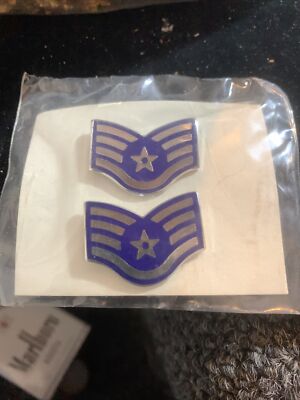 US Air Force Metal Collar Rank Insignia Staff Sergeant E-5 Pair