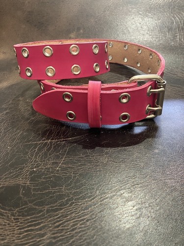 Pink Leather Belt 2 Holes And Grommets | eBay