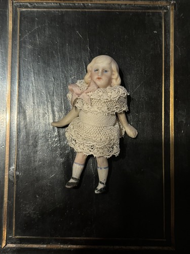 Antique French All Bisque Mignonette Doll  8 Cm 3  Inch