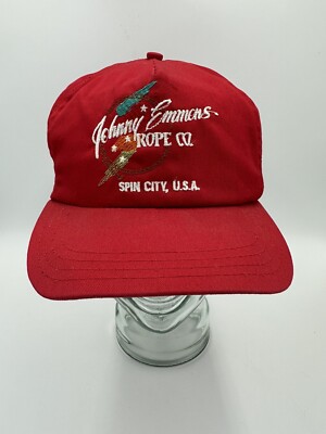 VTG USA Johnny Emmons Rope Co Western Mens Ball Cap Vintage Trucker Hat Spin Cit