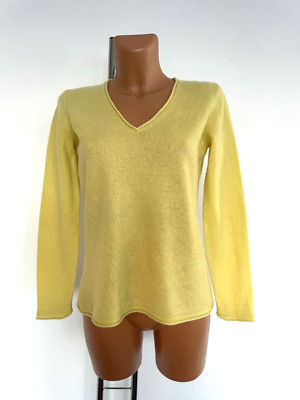 Darling Harbor  Women 100% Cashmere Yellow Jumper  / Size-SMUK10