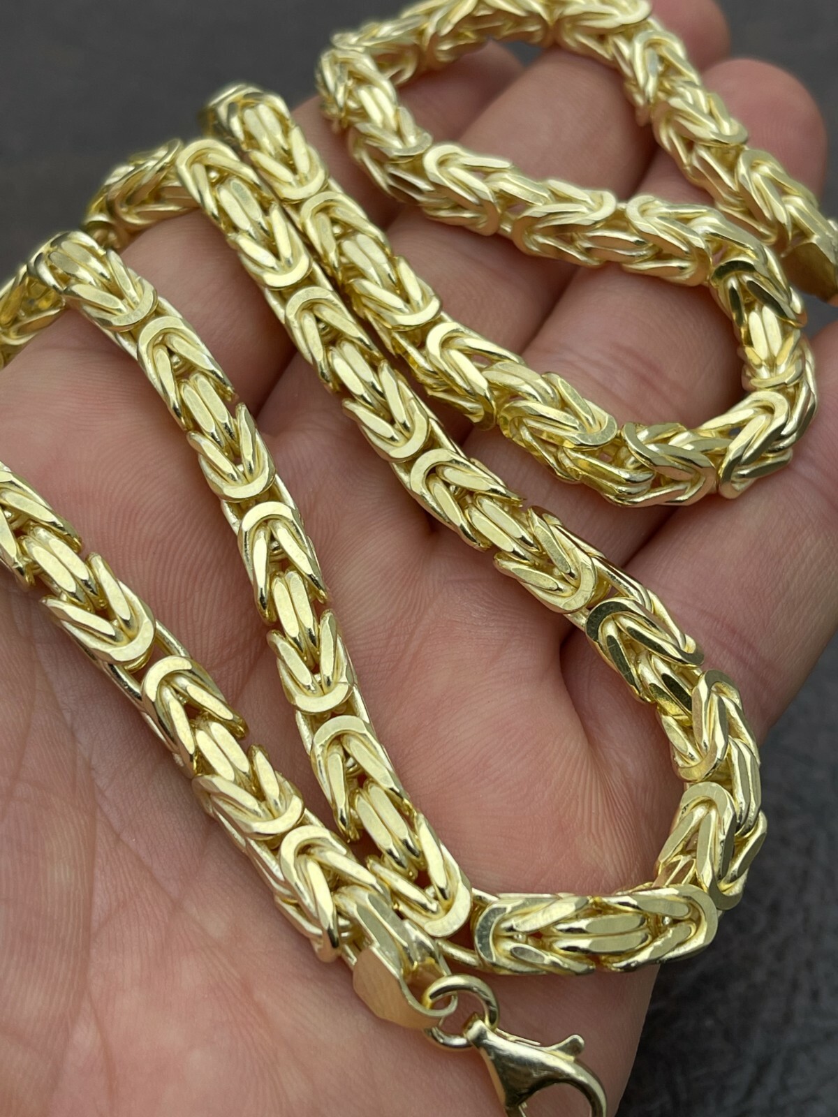 Pre-owned Silver Men's Byzantine Chain Real Solid 925 Sterling  14k Gold Plated 6mm 18"-30"