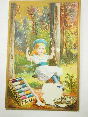 J&P Coat's Thread Buy Your Kid Gloves at Bird's N.J. Victorian Trade Card 1880's