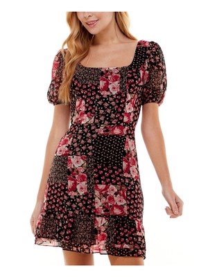 

CITY STUDIO Женское черное короткое платье с завязками на спине и рукавами-пуфами крест-накрест для подростков, Черный