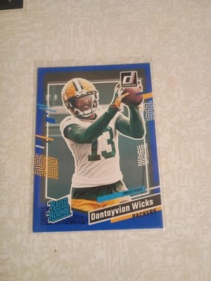 2023 Panini Donruss Rated Rookie Dontayvion Wicks #333 Press Proof Blue (RC)