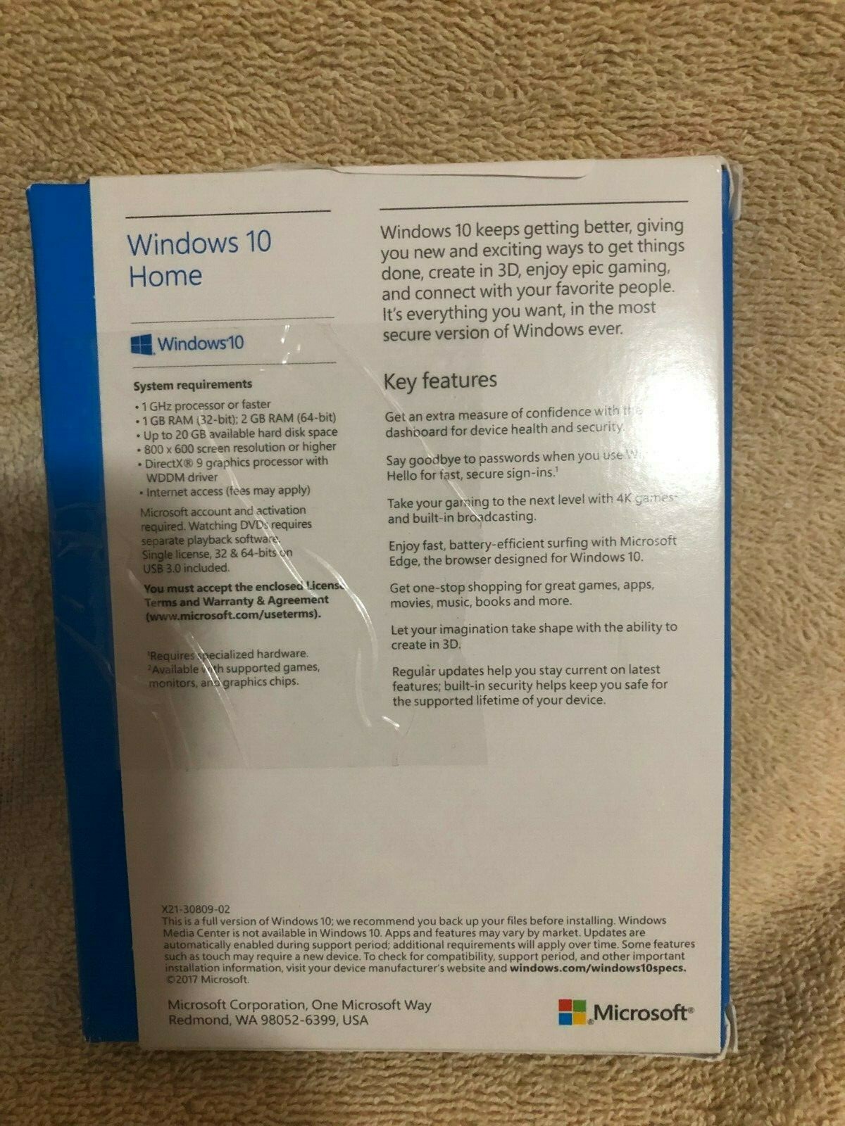 Microsoft Windows 10 Home - Full Version (USB Flash Drive) New