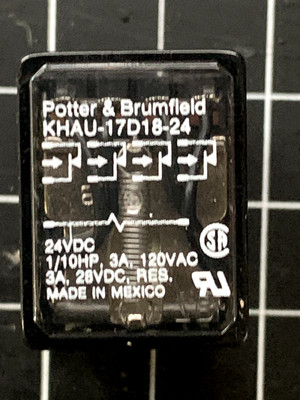 TE Connectivity / P&B Brand KHAU-17D18-24 - 24VDC - 1/10HP - 3A - 120VAC