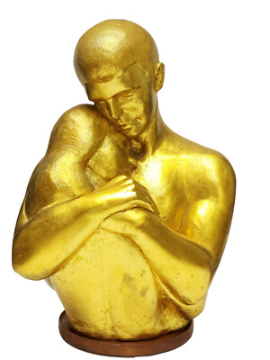 LARGE SENSUAL LOVERS EMBRACING GOLD LEAF SCULPTURE  ~ 18.5'' H