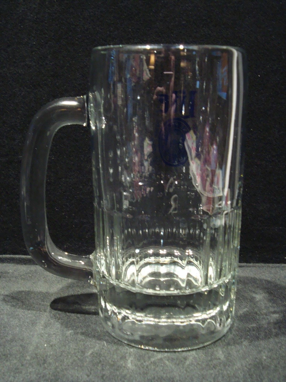 MINT Set of 6 MILLER LITE GLASS BEER MUG HANDLE RIBBED BASE 5-1/2