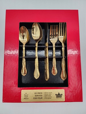 Royal 24k Gold Plated 20 Piece Flatware Set