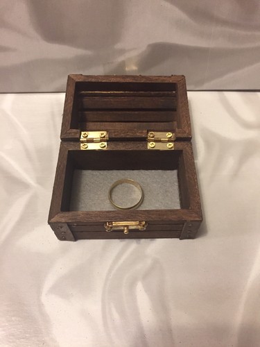 Gray Felt Lined Small Treasure Chest, Ring Bearer Box, Proposal/Engagement