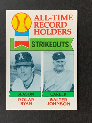 1979 Topps #417 Nolan Ryan Walter Johnson Record Holders Strikeouts Nice Copy!