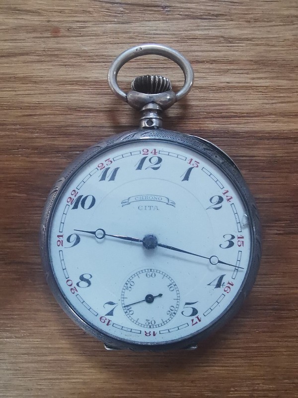 Cita Chrono Montre Ã  Gousset Ancienne Argent Fonctionne P1181