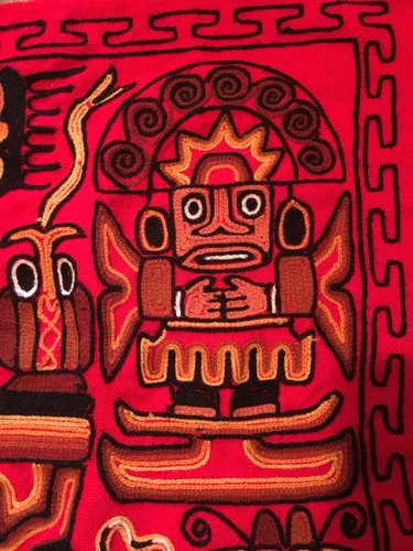 Handwoven South American Tapestry Decorative Handmade Folk Art Wool Textile