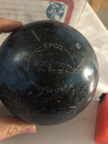 VTG EPCO Candlepin Bowling Balls Set Of 4 Blue/Black Scorpion Pro Rubber 4 1/2”