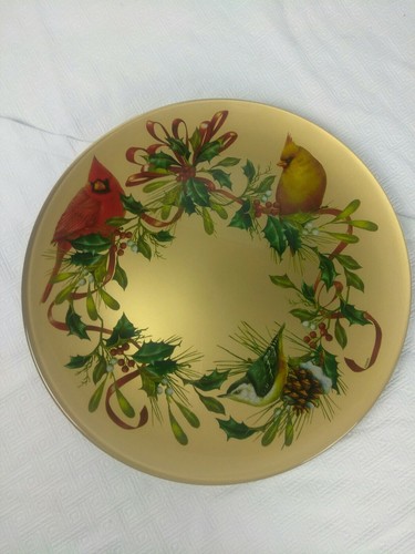 LENOX WINTER GREETINGS GLASS DECOUPAGE 14 1/2