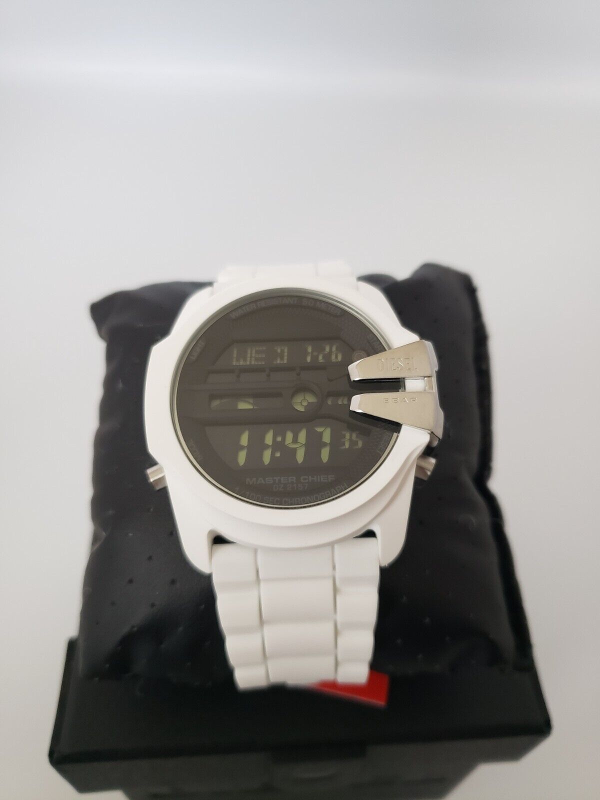 Diesel Master Chief Men's Full Digital White Silicone Strap Diesel Master Chief Men's Full Digital White Silicone Strap